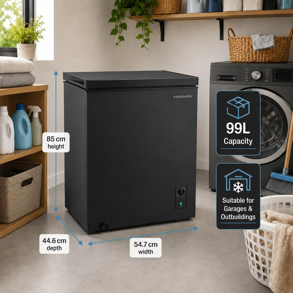 Cookology CCFZ99BK Freestanding Chest Freezer in Black - 99 Litre Capacity - For Kitchens