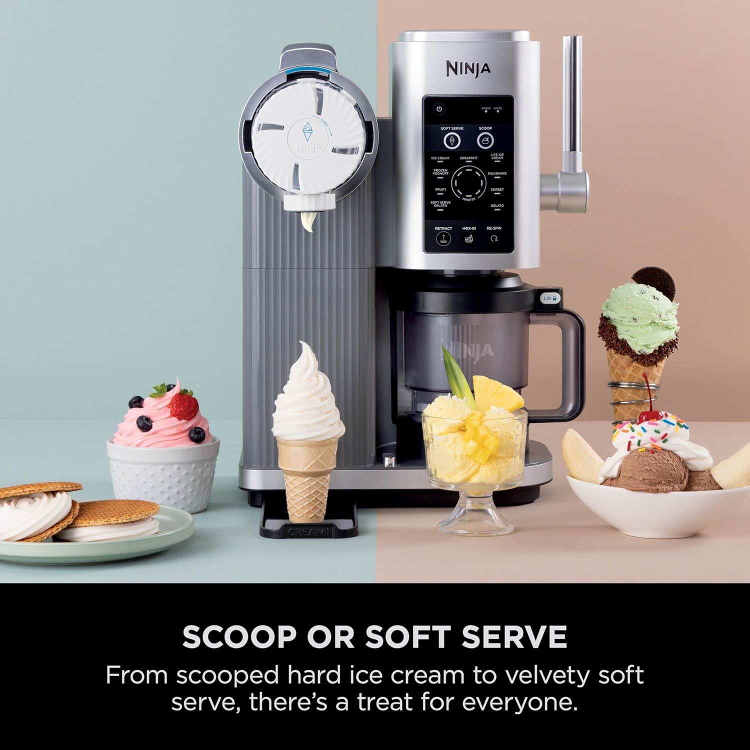 Ninja Swirl by CREAMi Soft Serve & Ice Cream Maker with 2x Tubs, 13 Functions, Makes Ice Cream